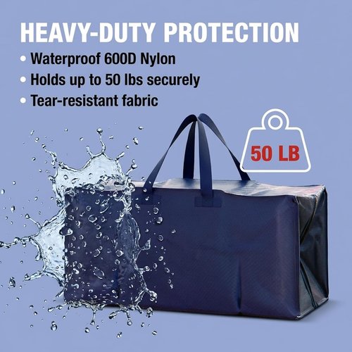 BOX USA 8-Pack Moving Bags - Heavy Duty Extra Large Storage Bags with Strong Handles & Zippers | Blue