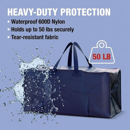BOX USA 8-Pack Moving Bags - Heavy Duty Extra Large Storage Bags with Strong Handles & Zippers | Blue