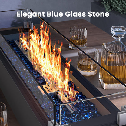 Ciays 28 Inch Table Top Propane Fire Pit, 50,000 BTU Tabletop Firepit with Glass Wind Guard & Glass Beads, Portable Outdoor Portable Fireplace for Patio and Camping