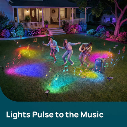 Linkind Smart SL6C Outdoor Lights Solar Powered, Dual-Ring Solar & USB Charging Solar Spotlights Outdoor Waterproof IP66, Color Changing Spot Light for Trees, Yard, Garden, Landscape, 4 Pack