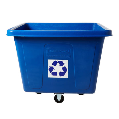 Rubbermaid Commercial 461673BE Recycling Cube Truck, Rectangular, Polyethylene, 500lb Cap, Blue