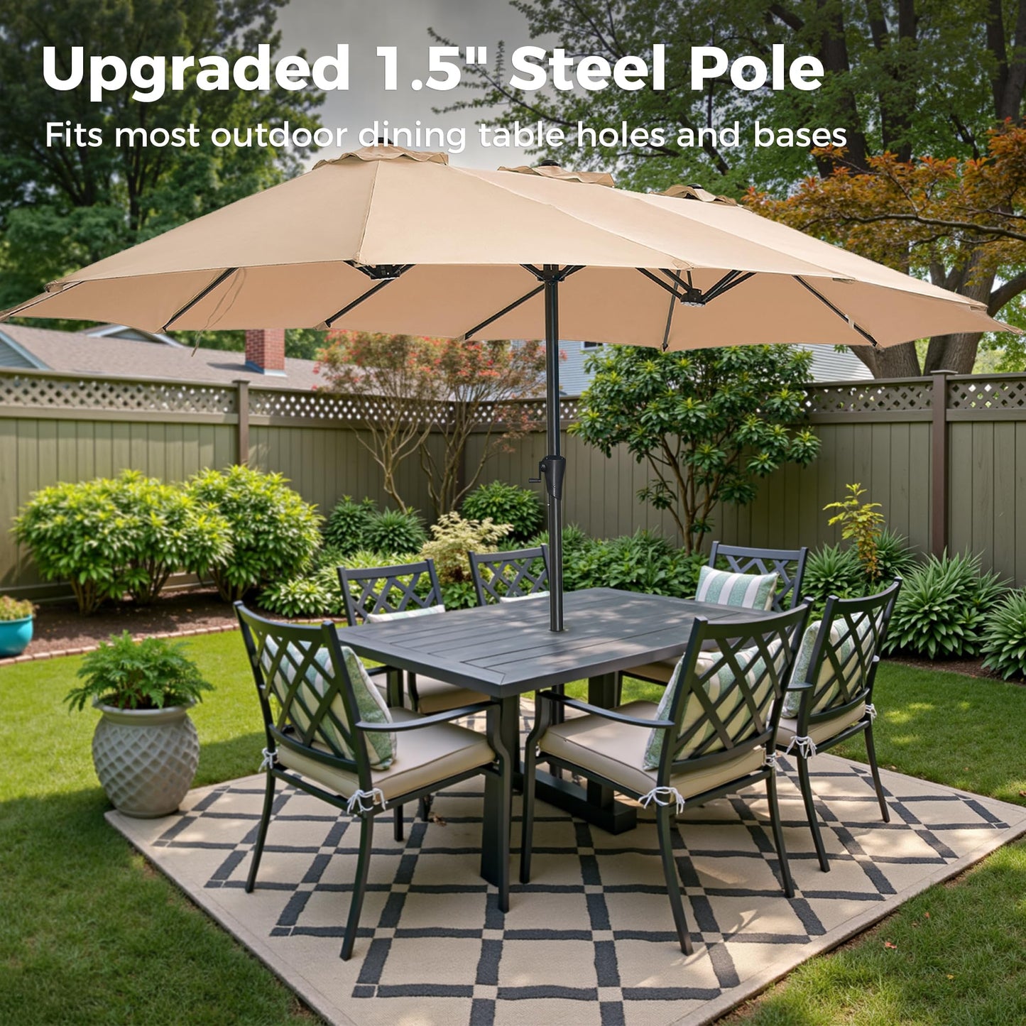 SUPERJARE 13FT Outdoor Umbrella for Patio, Double sided Pool Umbrellas with Fade Resistant Canopy, Large Table Umbrella for Deck, Market, Backyard - Beige(No Base)