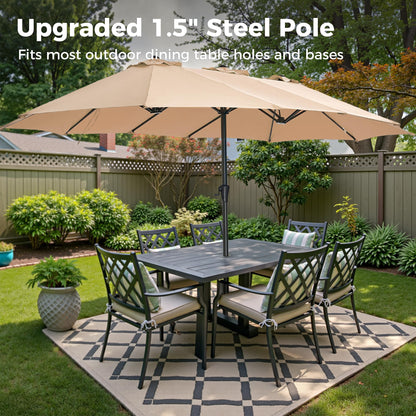 SUPERJARE 13FT Outdoor Umbrella for Patio, Double sided Pool Umbrellas with Fade Resistant Canopy, Large Table Umbrella for Deck, Market, Backyard - Beige(No Base)