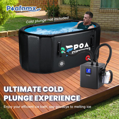 Poafamx Water Chiller for Cold Plunge, 1/3 HP Ice Bath Chiller with External Water Pump Filter Insulated Hoses, Quiet 79Gal Ice Bath Cooler for Cold Therapy Athletes Recovery Home Use 110V