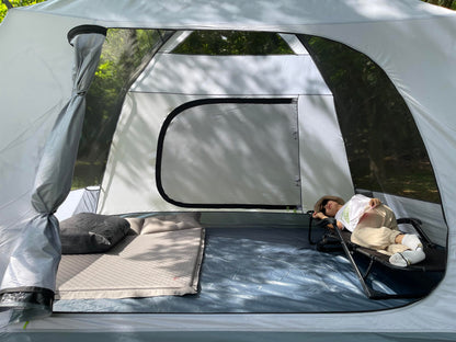 Three Bears Outdoor 6 Person Camping Tent - Waterproof Windproof Double Layer Design - Family and Car Camping - with Carry Bag and Storage Pouch - 76 Inches High (Dark Green)