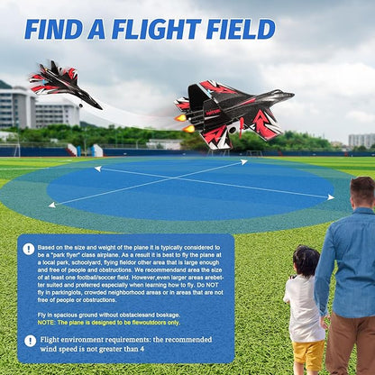 Fremego SU27 RC Plane 2.4GHZ RC Airplane Ready to Fly Remote Control Airplane W/ 2 Batteries &amp 6-axis Gyro Stabilizer 2CH RTF Hobby RC Glider for Beginners Kids Boys Girls Adults