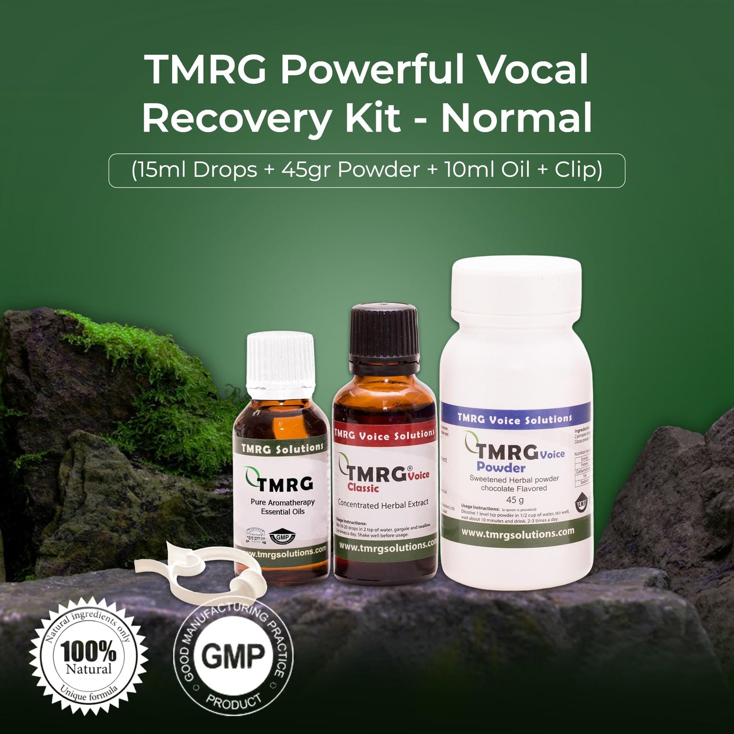 TMRG Powerful Vocal Recovery Kit-Normal - Professional Vocal Cord Remedy | 100% Natural Herbal Supplement for Sore Throat, Hoarse Voice, Hoarseness | Emergency Relief and Regular Maintenance