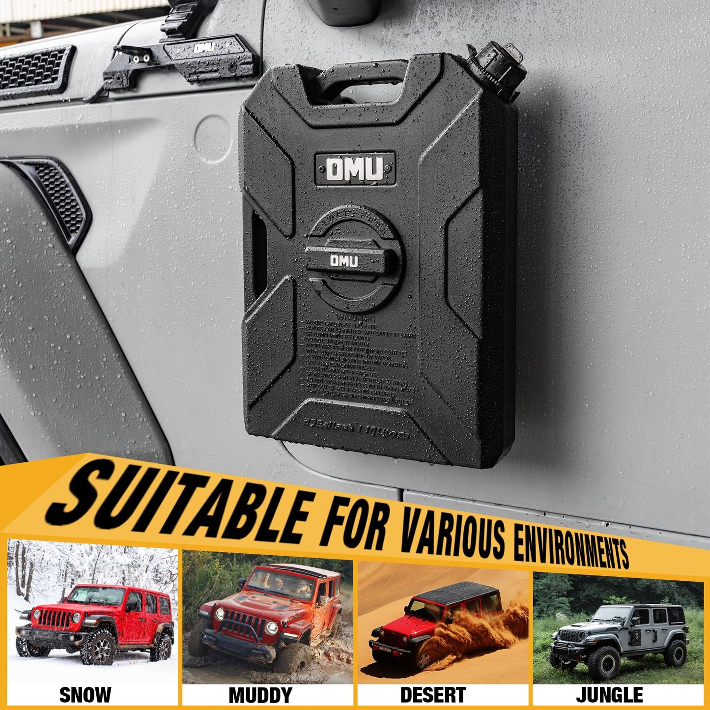 MAIKER 2.64 Gallon/10L Door Hinge Container and Mount Set Compatible with 2007-2024 Jeep Wrangler JK JL Gladiator JT, Backing Plate with Spout Backup Water Storage Can,1PCS