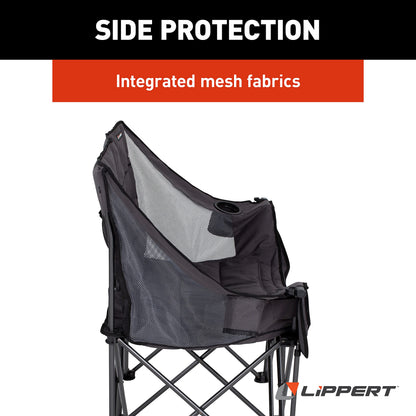 Lippert Campfire Folding Loveseat with 500-lb. Weight Capacity, Carry Bag, Durable Mesh Fabrics, High-Loft Cushioning, Storage Pocket, Dual Cupholders, Stemmed Wine Glass Holder (Grey) - 2021000206