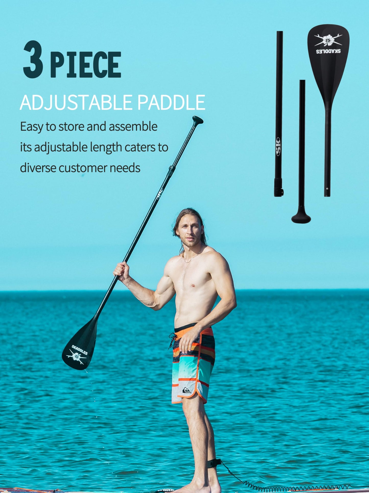 11' Inflatable Stand Up Paddle Board – Extra Wide SUP Paddleboard for Adults, Premium Inflatable Board with Paddle, Pump, Fins, Backpack, Leash & Waterproof Bags (Ocean Bloom)
