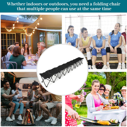 GlikCeil 9 Seats Black Folding Soccer Team Bench Seat Portable Sports Team Bench Unfolded Sideline Chair Playing Field Bleachers for Football Outdoor Sports Events with Storage Bag, No Assembly