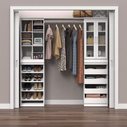 ClosetMaid Modular Storage Pair Set, 2 Glass Pane Doors, Wood Closet Organizer Shaker Style, Add On Accessory for Shelf Units, White, 34.88" H x 21.02" W x 1.81" D