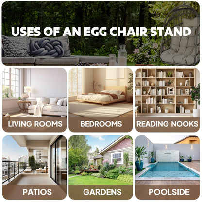 Chihee Hanging Egg Chair Stand,Strong Iron Hammock Chairs Frame with Spring Hook Stable Base,Heavy Duty Swing Chair Stands 330 lbs,C Stand for Hanging Seat Indoor Outdoor Bedroom Patio Garden Balcony