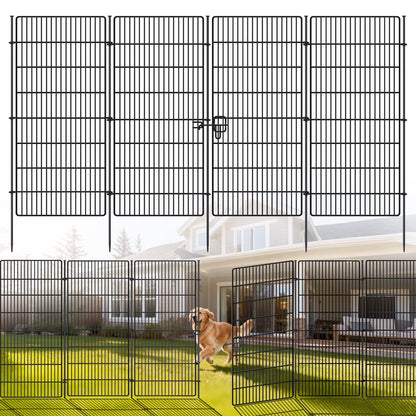 15 Panels No Dig Decorative Garden Fence - 48 in (H) x 21 ft (L), Tall Garden Fences - Dog Fence Outdoor for Yard, Rustproof Metal Animal Barrier Ground Stakes Fencing for Garden, Patio
