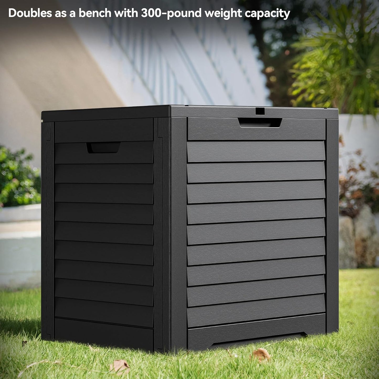 YITAHOME 35 Gallon Waterproof Outdoor Storage Box - Lockable Resin Deck Box for Patio & Garden Tools