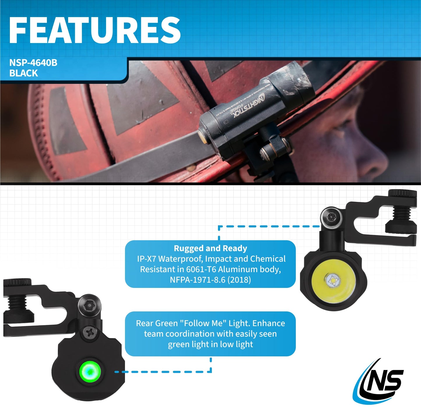 Nightstick NSP-4640B Forge™ Helmet-Mounted Multi-Function Flashlight