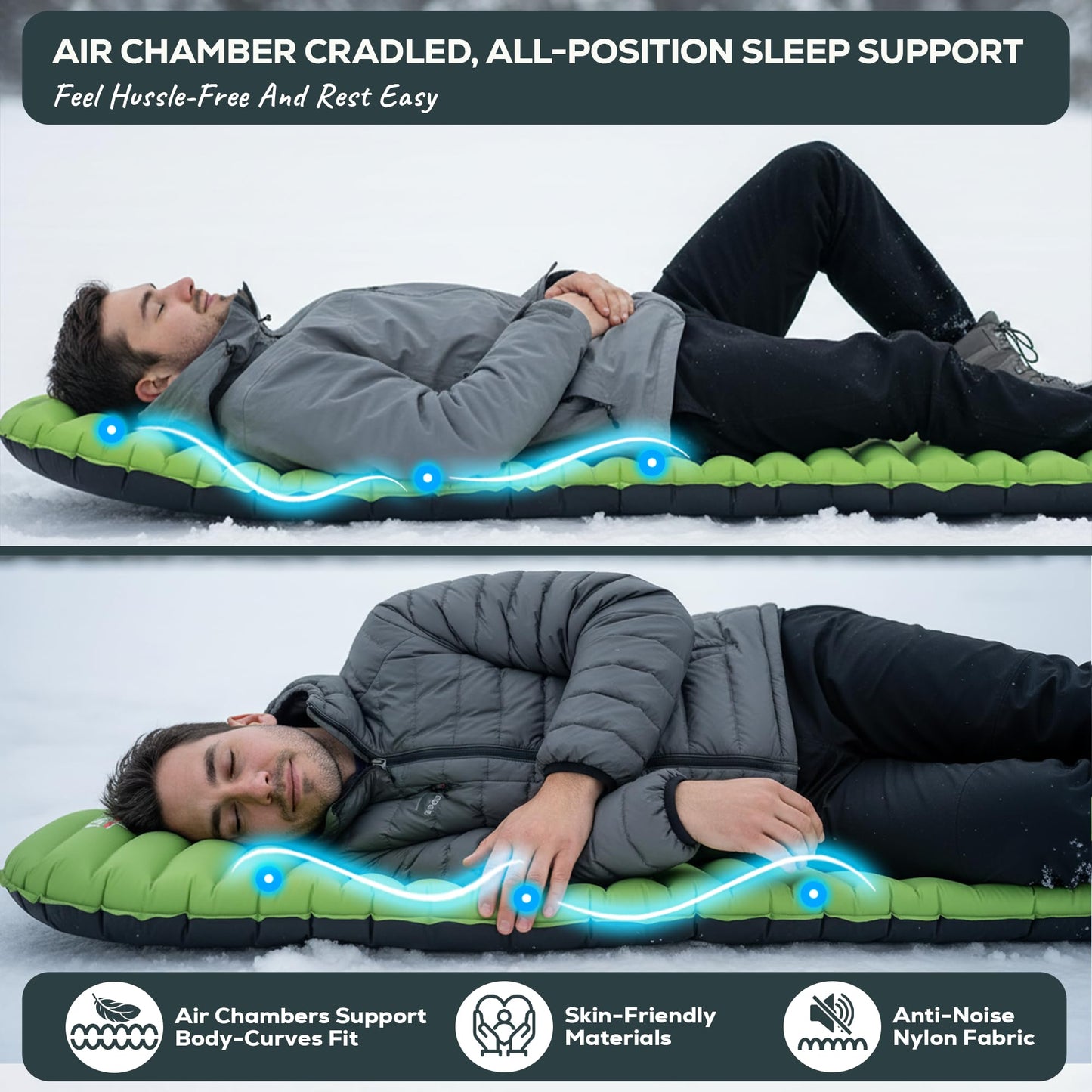 Gear Doctors® ApolloAir 5.2 R-Value [17oz] Ultralight Insulated Inflatable Camping Sleeping Pad — Backpacking Sleeping Pad— Camping Mattress Compact Lightweight for Hiking—Air Mattress for Backpacking