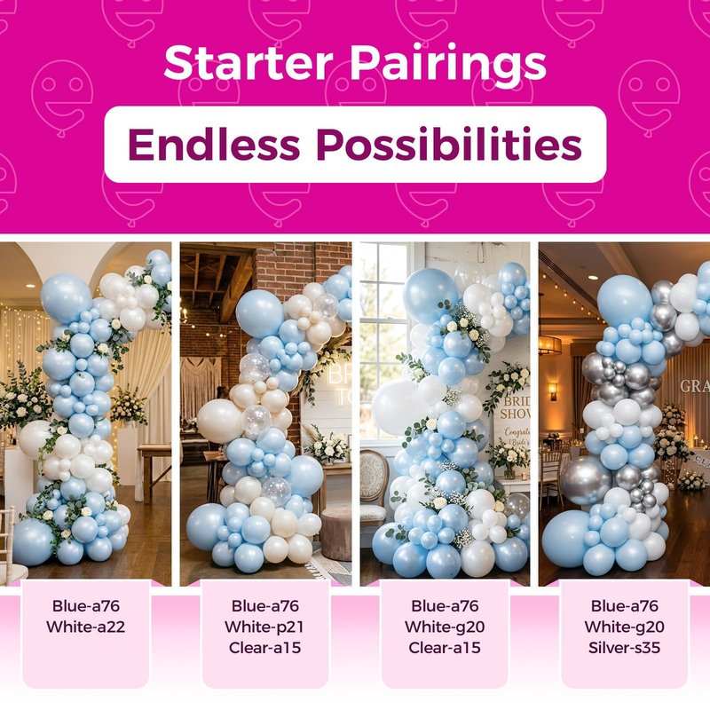 Bezente Pearl Light Blue Latex Party Balloons - 100 Pack 12 inch Round Helium Pearl Baby Pastel Blue Balloons for Graduation Birthday Gender Reveal Wedding Under The Sea Theme Party Decorations