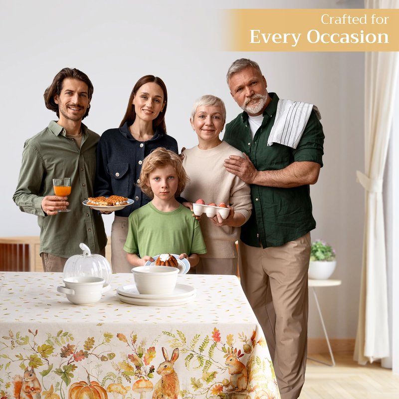 Maison d' Hermine Table Cloth Rectangle Table 100% Cotton 70 x 90 Inches Fall Tablecloth Reusable Everyday Use for Thanksgiving Christmas Decorations Dining Farmhouse Party (Pumpkin Passion)