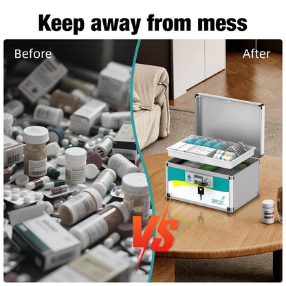 Glosen Medicine Lock Box, Medication Lock Box,Locking Medicine Box, Security Lock Boxes【Case of 8pcs-Small 】 10x6.7x6.7 Inch,First Aid Key,Lock Box for Medication