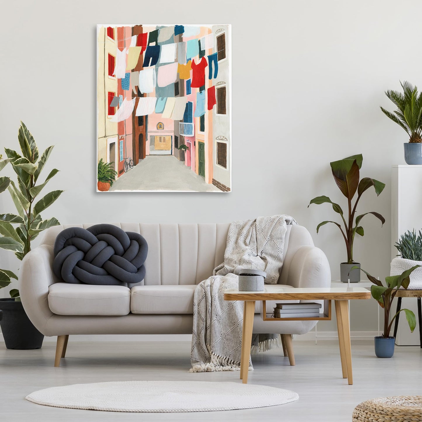Stupell Industries 'Laundry Clothesline Between Apartments', Canvas Art, 36 x 48 Inches, Easy to Hang and Sturdy, Made in USA, by Grace Popp