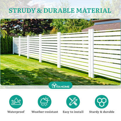 YITAHOME 44" W X 44" H Air Conditioner Fence Privacy Screen, Outdoor Trash Can Enclosure with Metal Stakes, Vinyl Pool Equipment Enclosure (4 Panels, White)