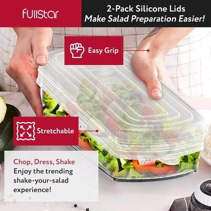 Fullstar Silicone Stretch Lids - Reusable Food Covers for Choppers & Slicers | Flexible & Durable - Pack of 2