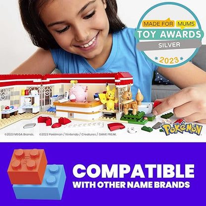 MEGA Pokemon Action Figure Building Toys Forest Pokemon Center with 648 Pieces 4 Poseable Characters Gift Idea for Kids
