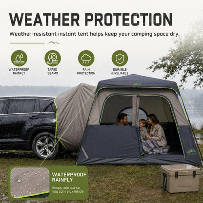 Happy Travel SUV Tents for Camping, 6 Person Instant Tent with 60 Seconds Easy Setup, Waterproof Car Tailgate Cabin Tent with Rainfly for Family Camping, Expandable Carry Bag,10' W X 10' L X 7.1' H