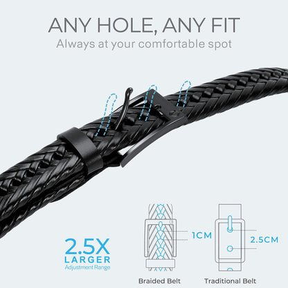 CHAOREN Leather Braided Belts for Men - 1 1/8" Mens Casual Woven Leather Belt for Dress Pant