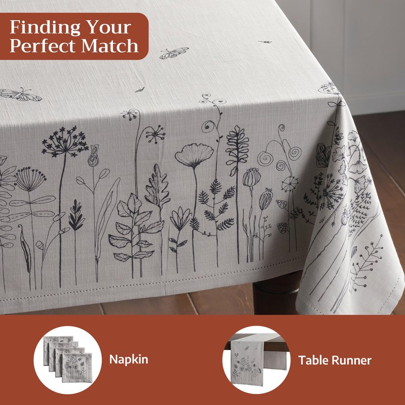 Maison d' Hermine Table Cloth Rectangle Table 100% Cotton 54 x 72 Inches Tablecloth Reusable Decorative for Dining Kitchen Room Farmhouse Home Gifts for Mothers Day Spring Summer - Flore