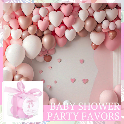 MTLEE 24 Sets Pink Bow Party Favors Small Bubble Candle Baby Shower Favors for Guests Tea Candles Bulk with Stylish Ribbons Cards Gifts Party Decoration(Bright Pink,Bow)