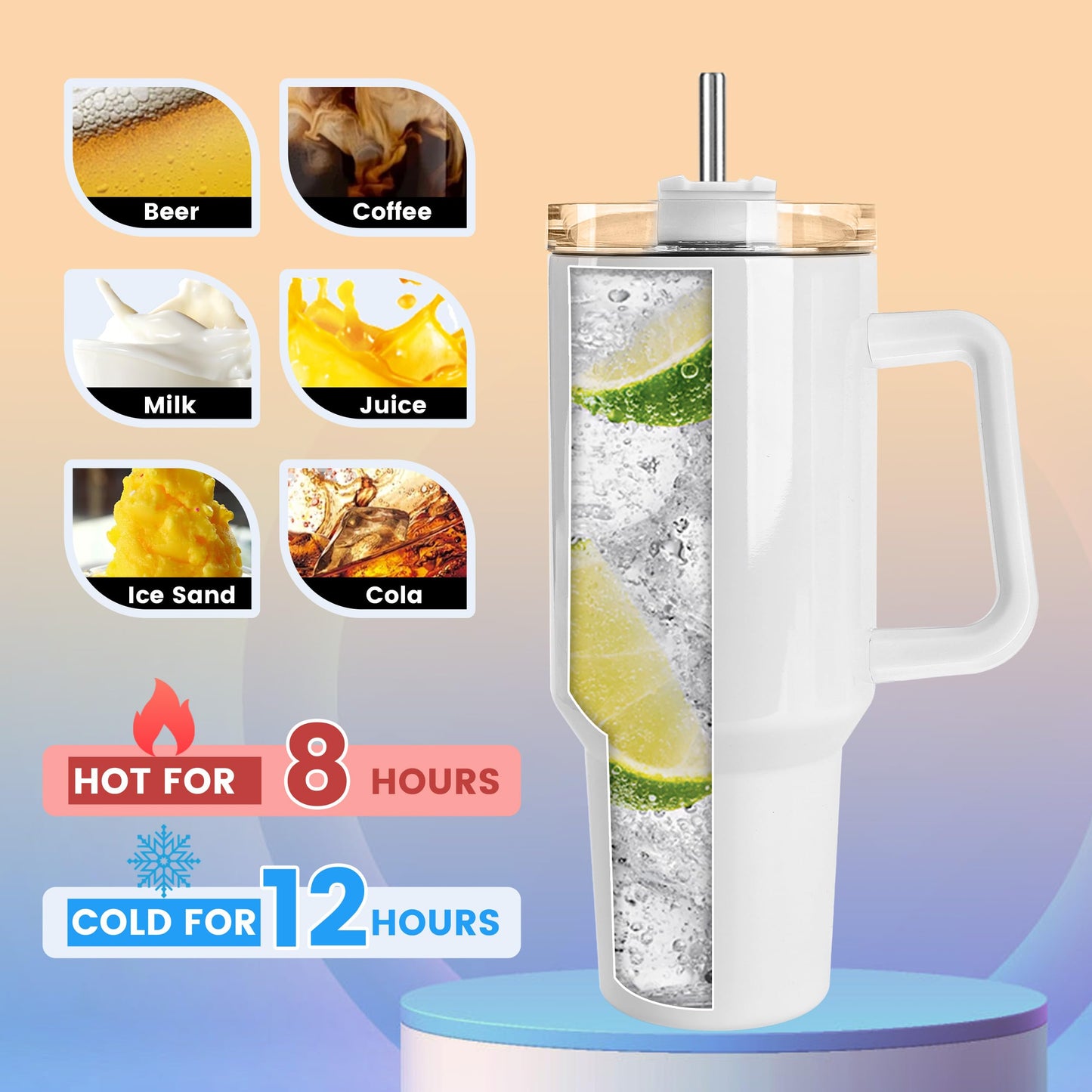 Joyclub 16 Pack 40 OZ Sublimation Tumblers with Handle Blank Insulated Large Tumbler Bulk, Coffee Travel Cups Stainless Steel Travel Mug for DIY Craft Heat Press Print