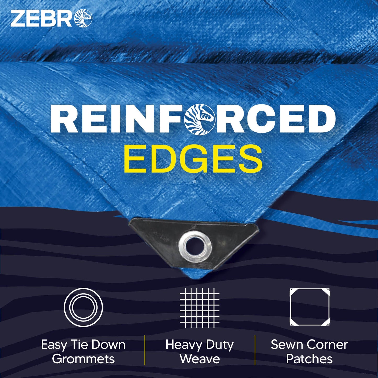 30' x 60' Blue Tarp with Grommets Reinforced - 5 Mil Thick - Durable UV Resistant Plastic Tarps Waterproof - Large Tarpaulin Cover for Outdoor Camping Over/Under Tent Tarp RV Roof Rain - Zebro