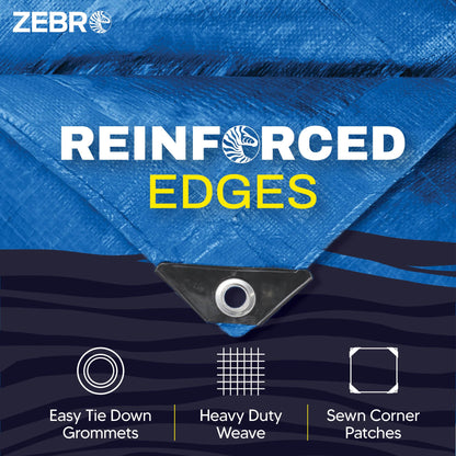 30' x 60' Blue Tarp with Grommets Reinforced - 5 Mil Thick - Durable UV Resistant Plastic Tarps Waterproof - Large Tarpaulin Cover for Outdoor Camping Over/Under Tent Tarp RV Roof Rain - Zebro