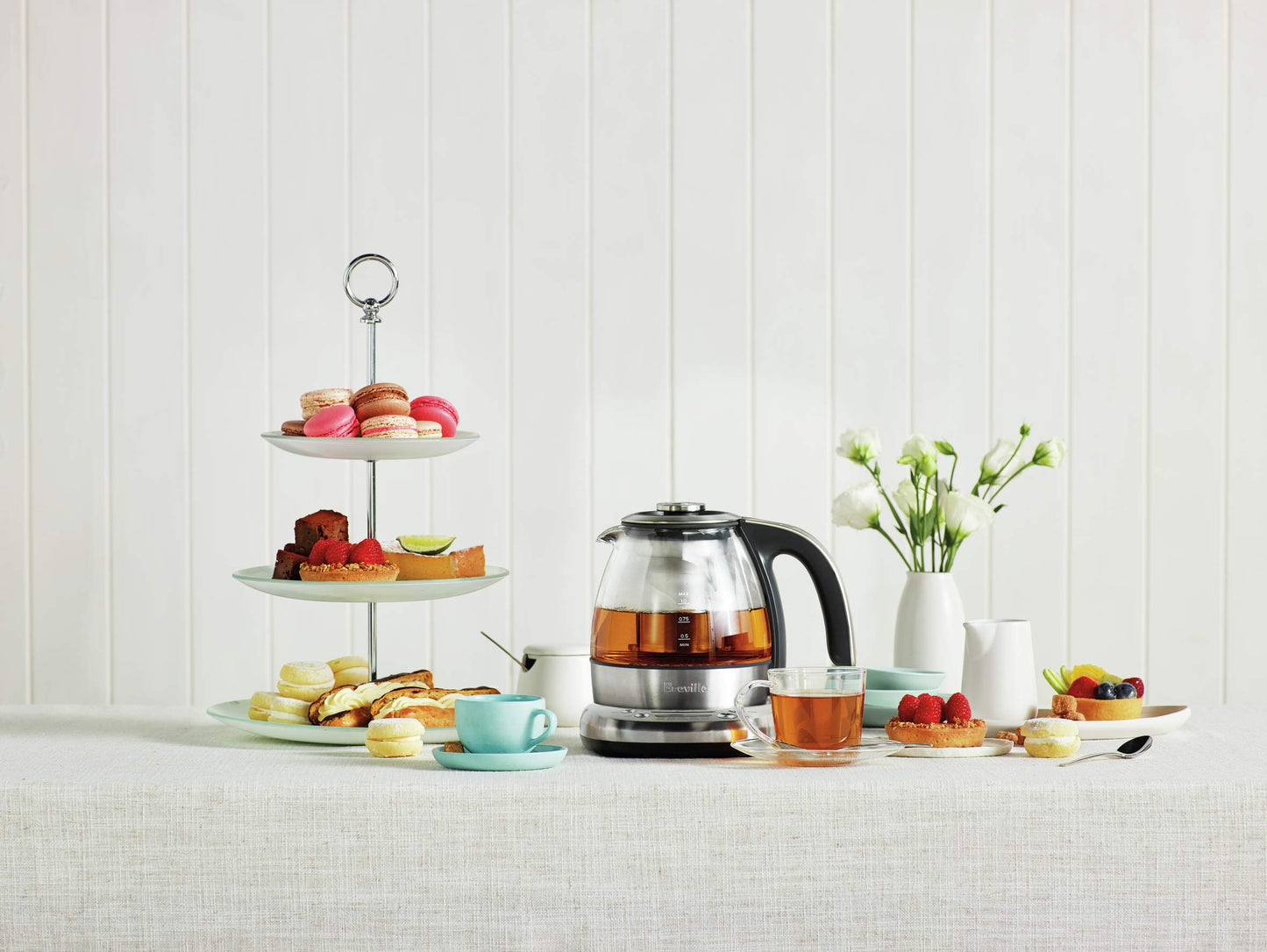 Breville BTM500CLR Tea Maker Compact Infuser and Water Kettle, 4 Cup, Brushed Stainless Steel and Glass