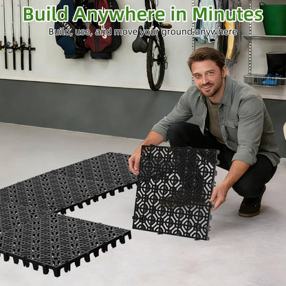 20 Pcs 15.7" x 15.7" Heavy Duty Ground Protection Mats, Interlocking Non-Slip Floor Mat, Heavyweight Gravel Grid Drive on Lawn, 6613 lb Load Permeable Paver for Parking, Outdoor Event Flooring, Black
