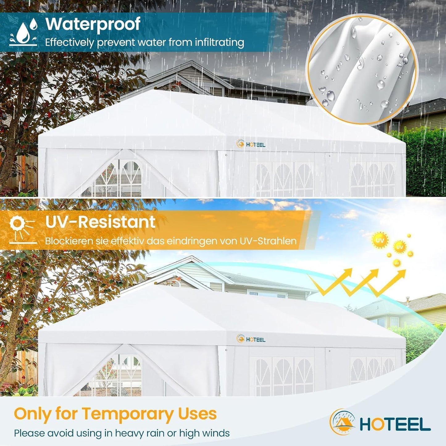 HOTEEL 10x20FT Party Tent with 6 Removable Sidewalls for Parties, Waterproof Carpas para Fiestas, Weddings, BBQ, Outdoor Large Event Canopy, Patio Camping Gazebo, White