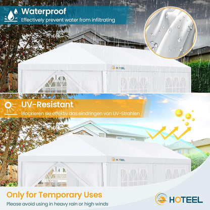 HOTEEL 10x20FT Party Tent Outdoor Canopy for 20-30 People with 6 Removable Sidewalls, 2 Zipper Doors, 12 Ropes and 24 Stakes, Carpas para Fiestas for Wedding Patio Backyard Baby Shower, White