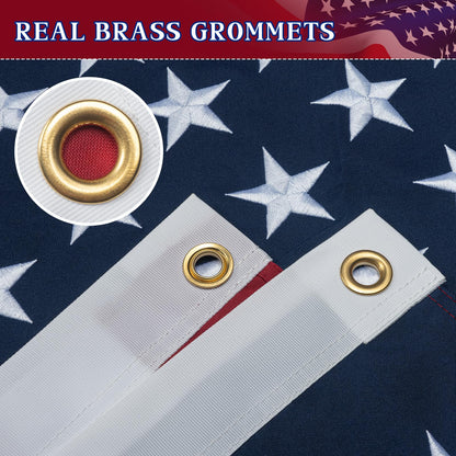 American Flag 10x15 Ft Indestructible Outdoor, Longest Lasting, Heavy Duty, TearProof Polyester, Fade Resistant, High Wind US Outside Flags with Embroidered Stars, Sewn Stripes, Brass Grommets