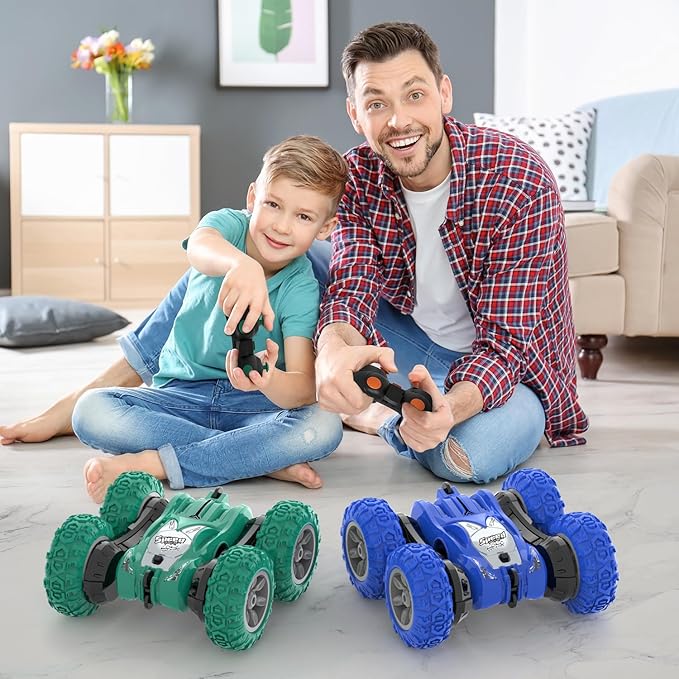 Remote Control Car RC Stunt Cars Double Sided 360° Rolling Rotating Rotation Rechargeable Car Toy for 6 7 8-12 Year Old Boy Kids Birthday Xmas Gift Blue