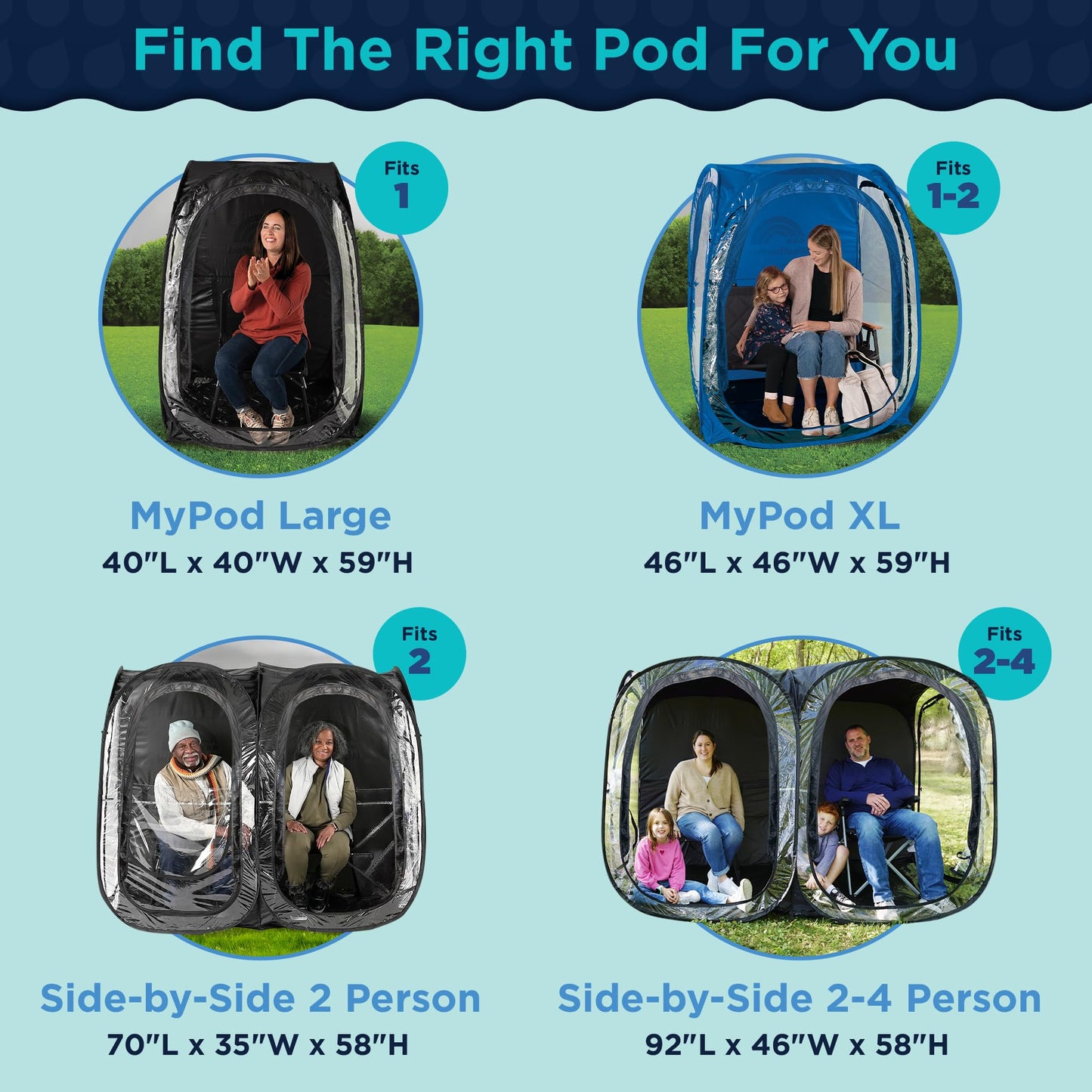 WeatherPod® Side-by-Side™ 2 Person Pop-Up Sports Tent Pod - The Original Shark Tank Instant Setup All-Weather Pod Shelter for Outdoor Sports, Rain, Wind & Cold