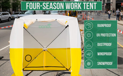 JAX3® Professional Work Tent | Pop Up | 6.2x6.2x7 Ft | Instant Quick and Easy Tool-Free Setup | Waterproof UV50+ & Flame Retardant (CPAI-84) | Splicing, Commercial Tent, Fiber Optic for Heavy-Duty Use