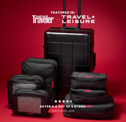 LeanTravel Compression Packing Cubes for Travel Organizers with Double Zipper (12-Pack Grey-Black)