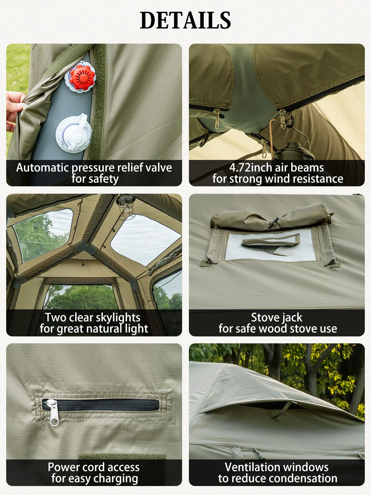 MC TOMOUNT Inflatable Tents for Camping, 6/8/10 Person Large Family Blow Up Camping Tent with 2 Doors 4 Windows 2 Skylights, Double Layer Waterproof Air Glamping Tent for Outdoor Camping Picnic Party