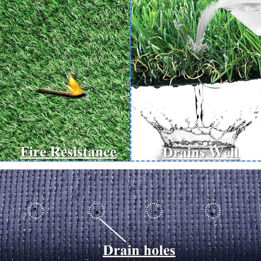 Artificial Grass Synthetic Lawn (0.7" Custom Sizes) -7FTx13FT Indoor/Outdoor Grass Carpet, Easy Installation Multi-use Astroturf Rug, Dog Turf with Drain Holes