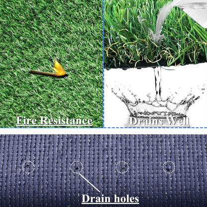 Artificial Grass Synthetic Lawn (0.7" Custom Sizes) -7FTx13FT Indoor/Outdoor Grass Carpet, Easy Installation Multi-use Astroturf Rug, Dog Turf with Drain Holes