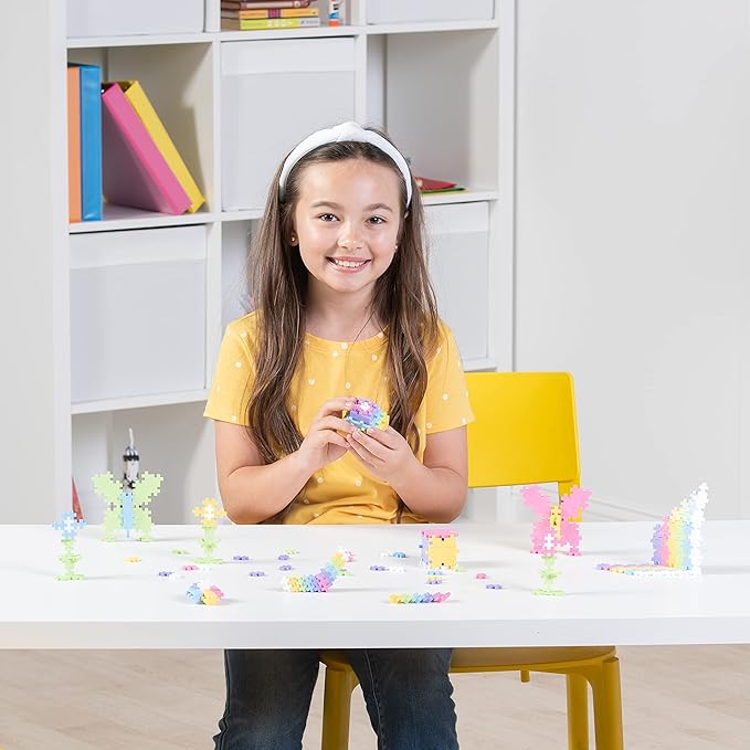 PLUS PLUS Learn to Build Set Interlocking Mini Building Blocks 3D Puzzle Construction Stem Toy for Kids - Pastel Mix 400 Pieces