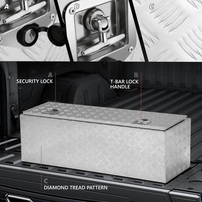 DNA MOTORING Lockable Truck Tool Box, Bed Organizer, Aluminum Storage Box w/Lock & Keys, 47"x18"x18", TBOX-T5-015-ALU, Silver