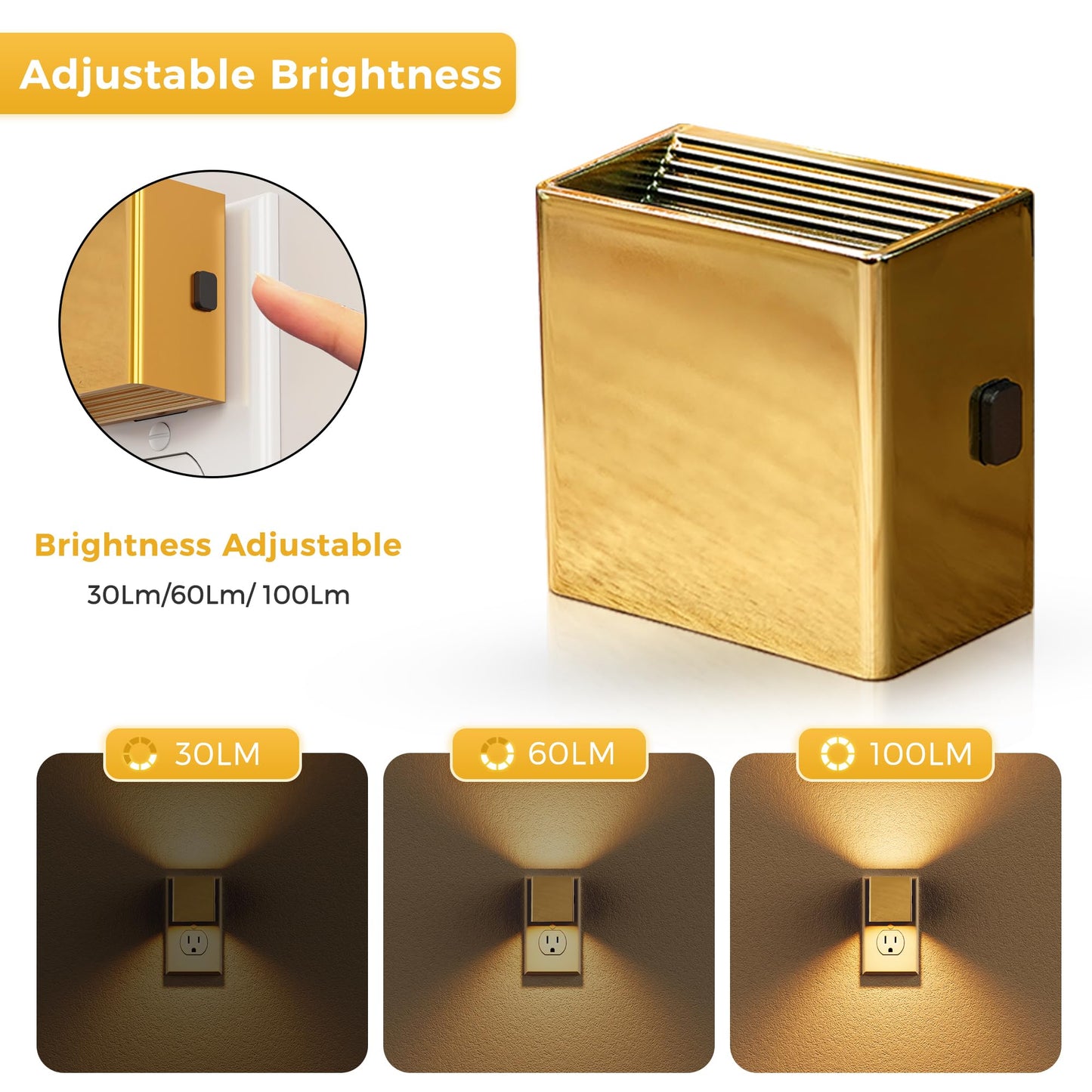 L LOHAS LED Night Lights Plug into Wall,[2-Pack] Plug in Night Light with Dusk to Dawn Sensor,Brightness Adjustable,3000K Warm White,Dimmable Nightlight for Adults Bathroom Hallway Kitchen
